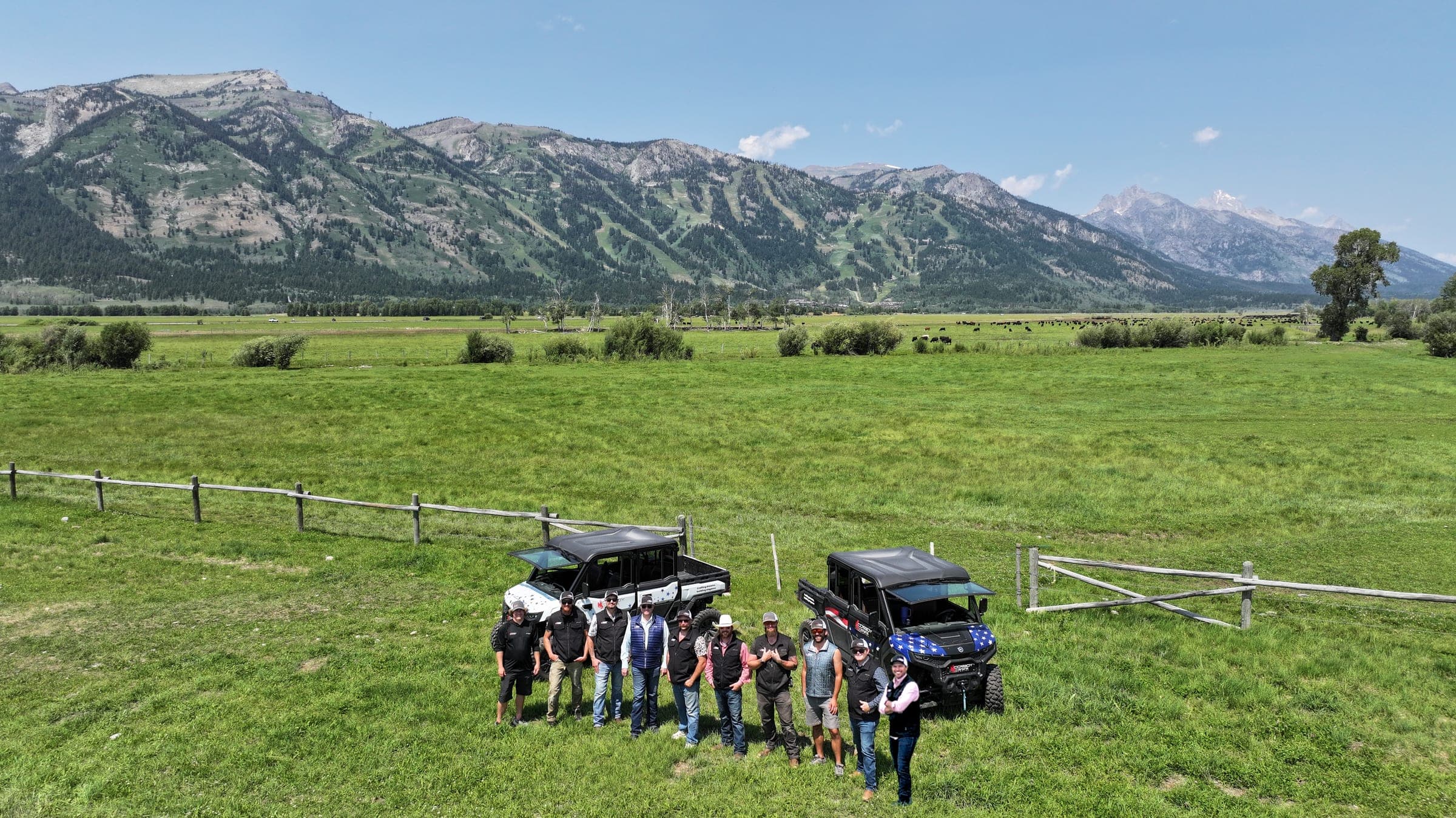 The Cowboy State Capital team in front of the Tetons, Jackson Hole, Wyoming